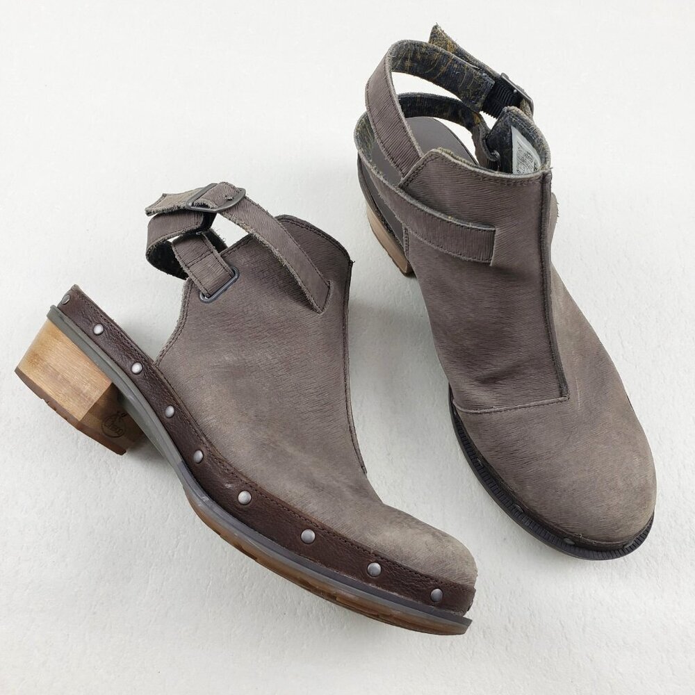 Chaco Cataluna Clog Womens 11 Nickel Gray Studded Leather Comfort Boho Bootie - Picture 2 of 16